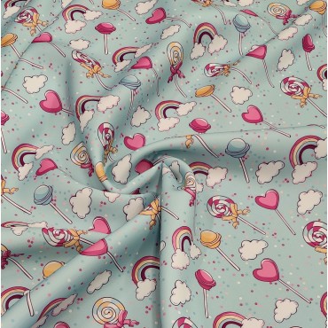 Атлас стрейч Linda с яркими леденцами