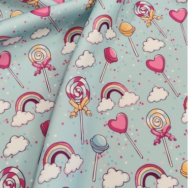 Атлас стрейч Linda с яркими леденцами