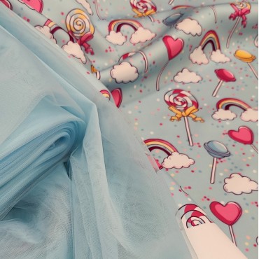 Атлас стрейч Linda с яркими леденцами