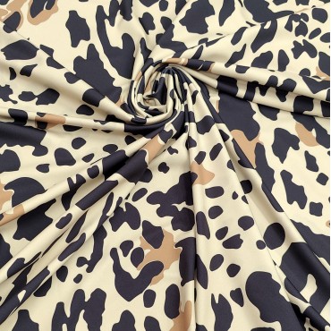 Атлас стрейч Linda с принтом леопарда
