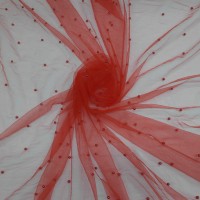 Фатин с бусинками - цвет красный