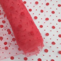 Фатин с горошками пастельный красный 20L