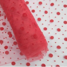 Фатин с горошками пастельный красный 20L