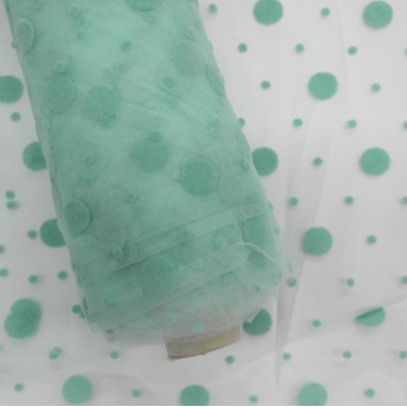 Фатин с горошками светло мятный цвет 23L
