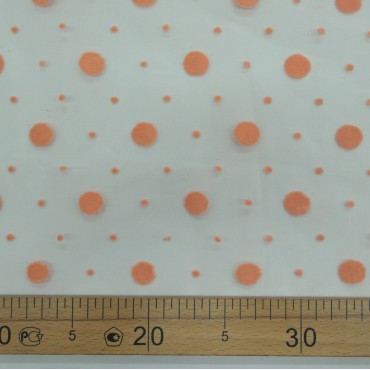 Фатин с горошками пудрово персиковый цвет 7L