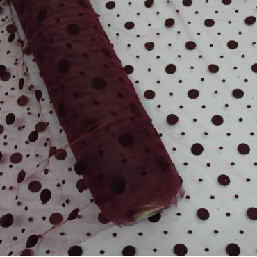 Фатин с горошками бордовый цвет 49L