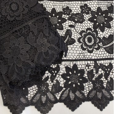 Гипюр макраме чёрный цвет