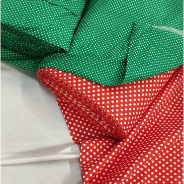 Бязь набивная красного цвета в белый горох