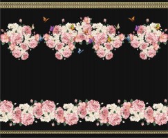 Принт на ткани - Розовый сад вечером