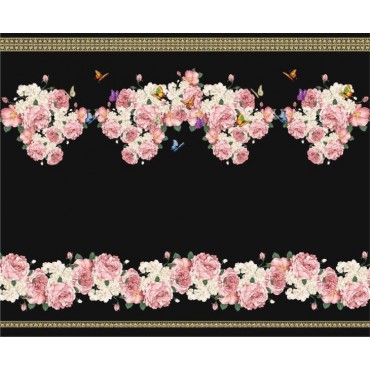 Принт на ткани - Розовый сад вечером