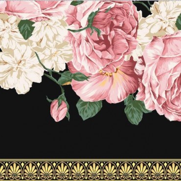 Принт на ткани - Розовый сад вечером