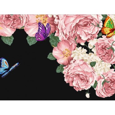 Принт на ткани - Розовый сад вечером