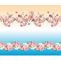 Стрейч атлас с принтом Розовый сад