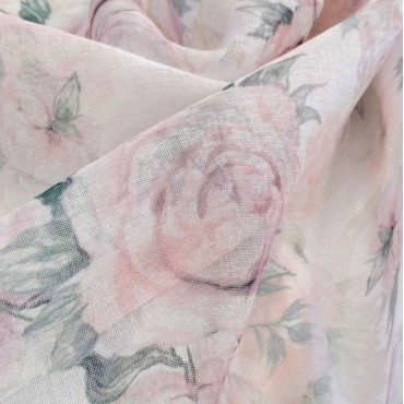 Органза Тори матовая с принтом акварельные пионы