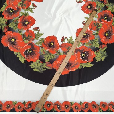 Купон ткани с принтом Маки под крой юбка солнце