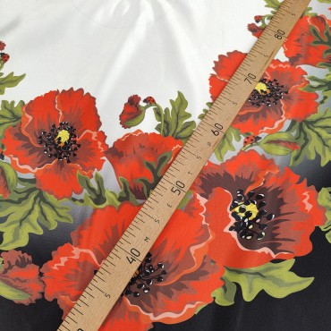 Купон ткани с принтом Маки под крой юбка солнце