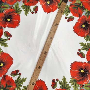 Купон ткани с принтом Маки под крой юбка солнце