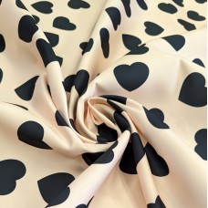 Атлас матовый Абрахам с черными Сердечками