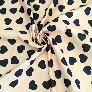 Атлас матовый Абрахам с черными Сердечками