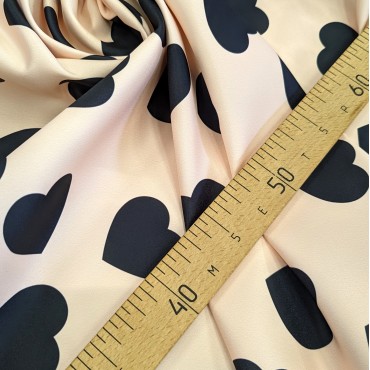 Атлас матовый Абрахам с черными Сердечками