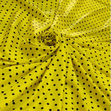 Армани шелк стрейч жёлтый черные горошки
