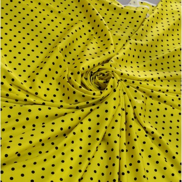 Армани шелк стрейч жёлтый черные горошки