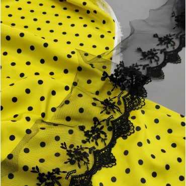 Армани шелк стрейч жёлтый черные горошки