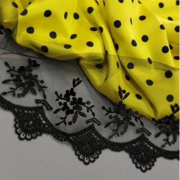 Армани шелк стрейч жёлтый черные горошки