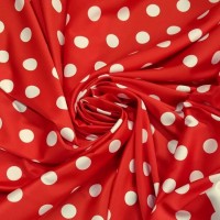 Армани шелк стрейч белые горошки на красном