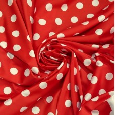 Армани шелк стрейч белые горошки на красном