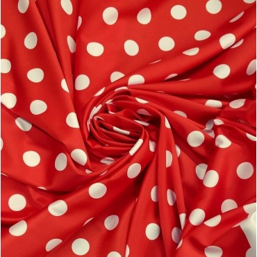Армани шелк стрейч белые горошки на красном