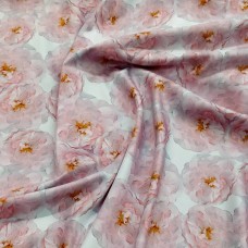 Атлас стрейч Linda с пионами