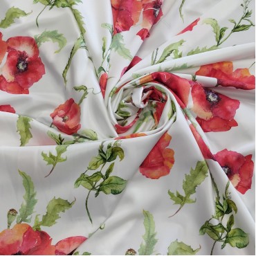 Армани шелк стрейч с красными маками