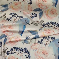 Атлас стрейч Linda в цветочный принт