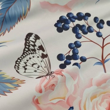 Атлас стрейч Linda в цветочный принт