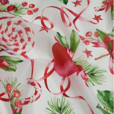 Органза матовая Виола новогодний принт