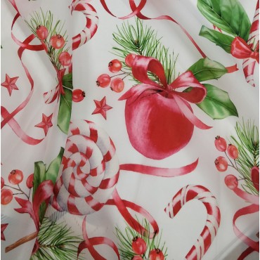 Органза матовая Виола новогодний принт