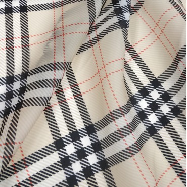 Органза матовая Виола клетка барберри