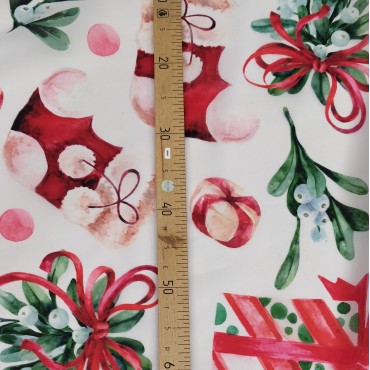 Органза матовая Виола новогодний принт