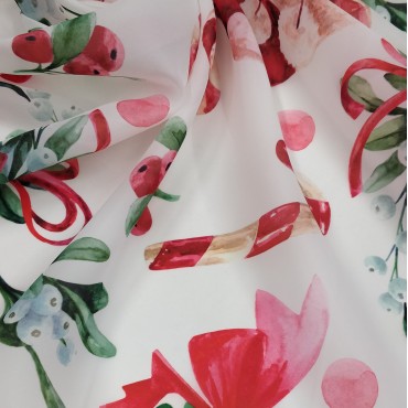 Органза матовая Виола новогодний принт