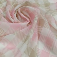 Органза матовая Виола розовая клетка