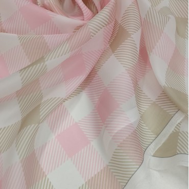 Органза матовая Виола розовая клетка