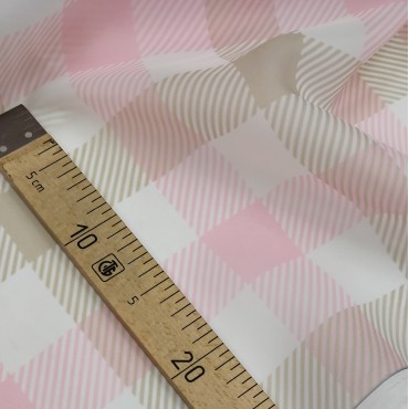 Органза матовая Виола розовая клетка