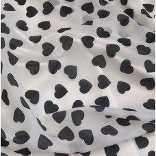 Ткань Вуаль матовая с принтом Сердечки