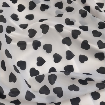 Органза матовая Виола с принтом Сердечки