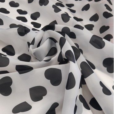 Органза матовая Виола с принтом Сердечки