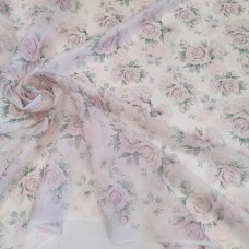 Органза матовая Виола с принтом акварельные пионы
