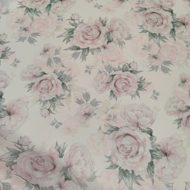 Органза матовая Виола с принтом акварельные пионы