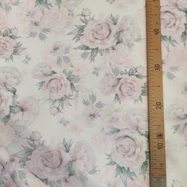 Органза матовая Виола с принтом акварельные пионы