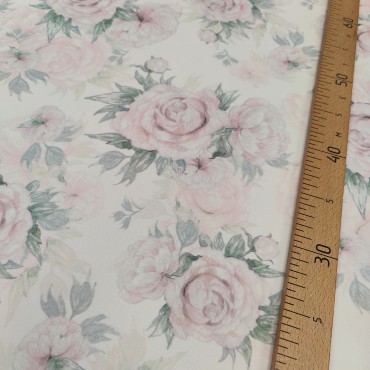 Органза матовая Виола с принтом акварельные пионы